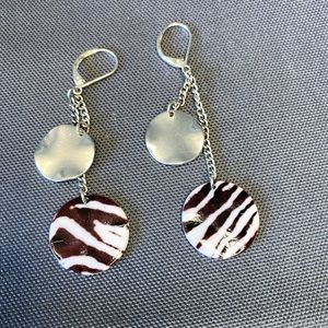 Stainless steel and enamel earrings